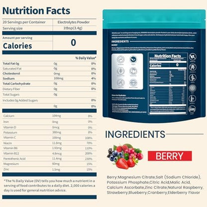 Electrolytes Powder Packets Sugar Free Hydration Packets, 7 Flavors Liquid Daily IV Electrolyte Drink Mixes for Rehydration with Electrolytes, Vitamins, 0 Calorie, 20 Sticks