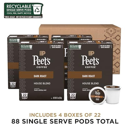 Peet's Coffee, Dark Roast Single Serve Coffee Pods - Major Dickason's Blend 75 Count (1 Box of 75 Pods)