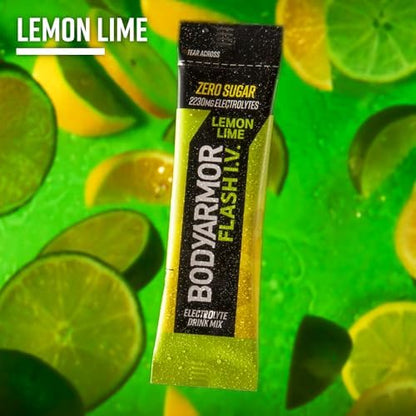 BODYARMOR Flash IV Electrolyte Packets, Strawberry Kiwi - Zero Sugar Drink Mix, Single Serve Packs, Coconut Water Powder (6 Count)