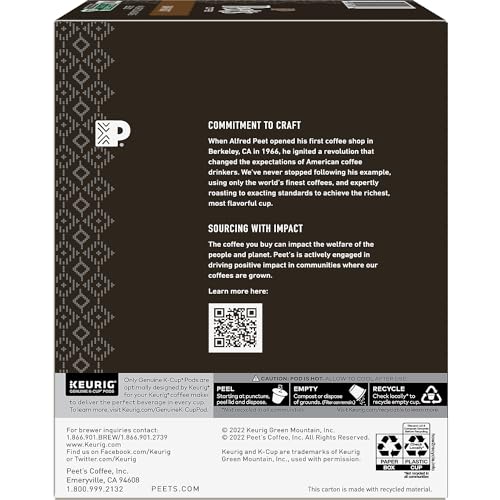 Peet's Coffee, Dark Roast Single Serve Coffee Pods - Major Dickason's Blend 75 Count (1 Box of 75 Pods)