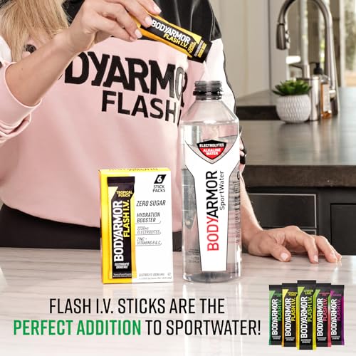 BODYARMOR SportWater Alkaline Water, Superior Hydration, High Alkaline Water pH 9+, Electrolytes, Perfect for your Active Lifestyle, 1 Liter (Pack of 12)