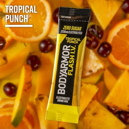 BODYARMOR Flash IV Electrolyte Packets, Strawberry Kiwi - Zero Sugar Drink Mix, Single Serve Packs, Coconut Water Powder (6 Count)