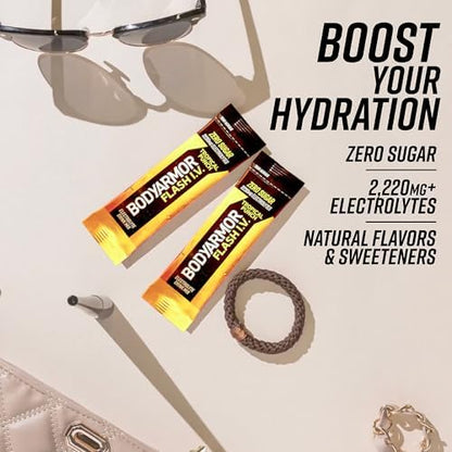 BODYARMOR Flash IV Electrolyte Packets, Strawberry Kiwi - Zero Sugar Drink Mix, Single Serve Packs, Coconut Water Powder (6 Count)