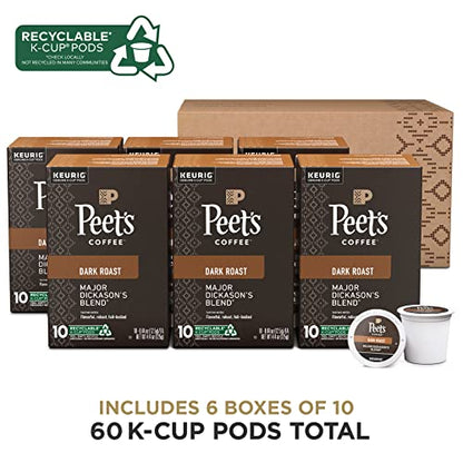 Peet's Coffee, Dark Roast Single Serve Coffee Pods - Major Dickason's Blend 75 Count (1 Box of 75 Pods)