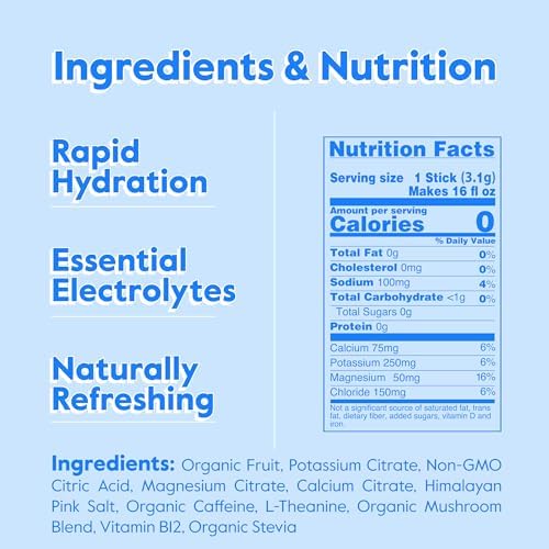 Nectar Energy Booster - Organic Caffeine, B12 &amp; Electrolytes - Sugar Free &amp; Zero Calorie – Healthy Coffee, Energy Drink &amp; Soda Alternative – Hydration &amp; Energy Supplement (Variety 30 Powder Packets)