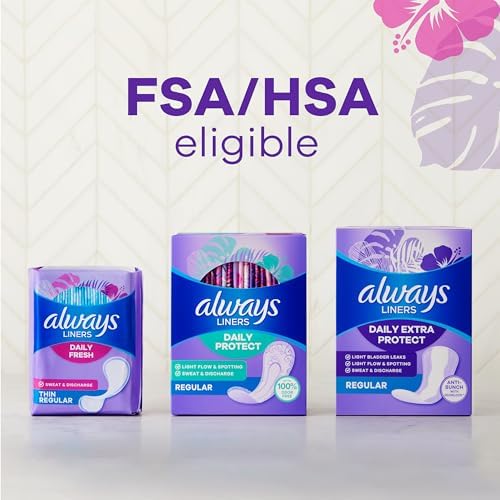 Always Daily Fresh Thin Liners, Regular Absorbency, Unscented Panty Liners, 162 Count