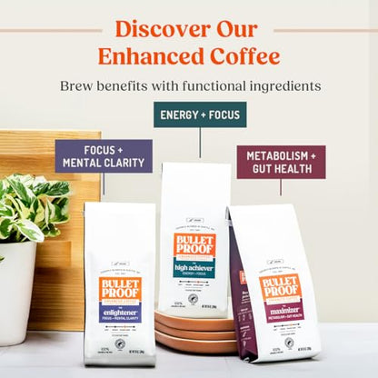 Bulletproof The Mentalist Medium-Dark Roast Ground Coffee, 12 Ounces, Clean Coffee Tested for Toxins, Packaging May Vary