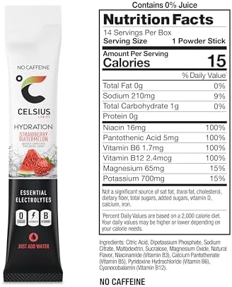 CELSIUS Hydration™ Lemon Lime, Sugar Free Electrolyte Hydration Drink Mix (Pack of 14)