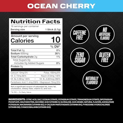 Prime Rapid Rehydration Electrolyte Powder Sticks, Berry Citrus Rush, Sugar Free Hydration Drink Mix with Sodium, Potassium &amp; B Vitamins, Caffeine Free, 16 Count