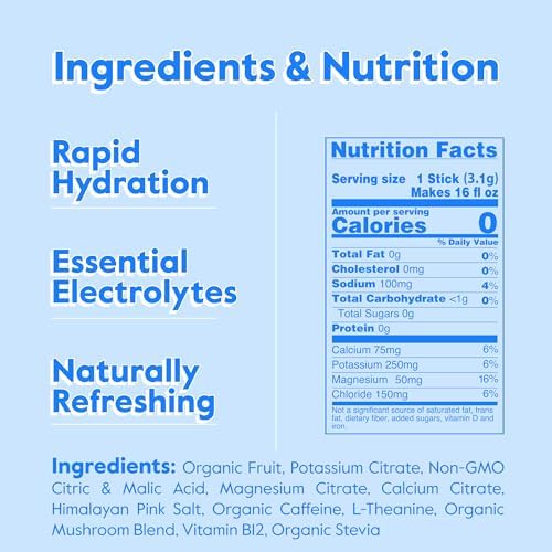 Nectar Energy Booster - Organic Caffeine, B12 &amp; Electrolytes - Sugar Free &amp; Zero Calorie – Healthy Coffee, Energy Drink &amp; Soda Alternative – Hydration &amp; Energy Supplement (Variety 30 Powder Packets)