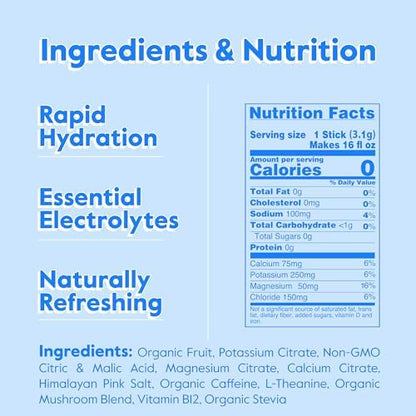 Nectar Energy Booster - Organic Caffeine, B12 &amp; Electrolytes - Sugar Free &amp; Zero Calorie – Healthy Coffee, Energy Drink &amp; Soda Alternative – Hydration &amp; Energy Supplement (Variety 30 Powder Packets)