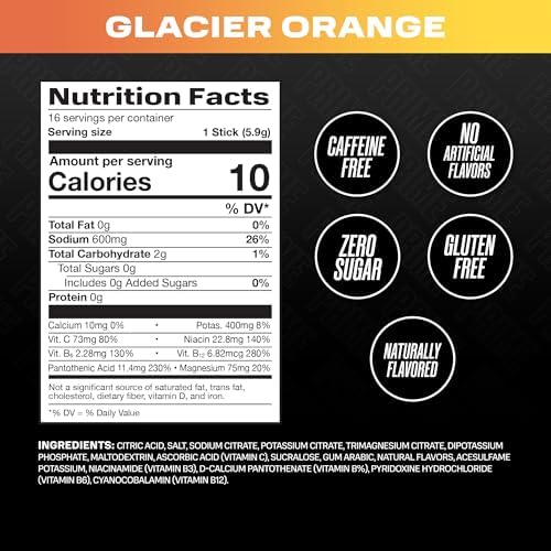 Prime Rapid Rehydration Electrolyte Powder Sticks, Berry Citrus Rush, Sugar Free Hydration Drink Mix with Sodium, Potassium &amp; B Vitamins, Caffeine Free, 16 Count