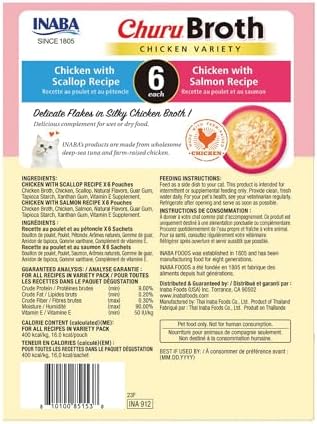 INABA Churu Broth for Cats Senior 10+, Side Dish Pouch, 1.4 Ounces per Pouch, 12 Pouches Total, Chicken &amp; Tuna Recipe