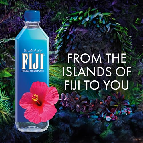 FIJI Natural Artesian Bottled Water 500mL / 16.9 Fl Ounce (Pack of 24) - 100% Natural Electrolytes