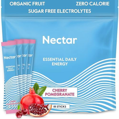 Nectar Energy Booster - Organic Caffeine, B12 &amp; Electrolytes - Sugar Free &amp; Zero Calorie – Healthy Coffee, Energy Drink &amp; Soda Alternative – Hydration &amp; Energy Supplement (Variety 30 Powder Packets)