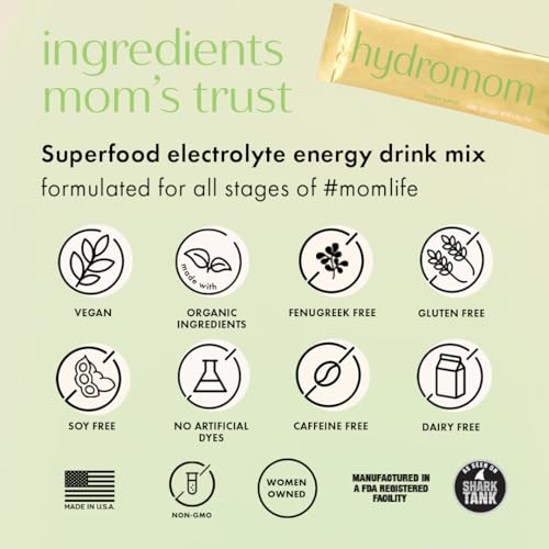 Boobie Hydromom Superfood Electrolyte Drink Mix, Blue Raspberry Lemonade | Refreshing Energy &amp; Hydration Boost for Mamas | On-The-Go &amp; Travel Essentials for Pregnancy, Lactation, &amp; Beyond, 15 Packets