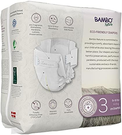 Bambo Nature Premium Eco-Friendly Baby Diapers, Size 5 (27-40 Lbs), 150 Count (6 Packs of 25)
