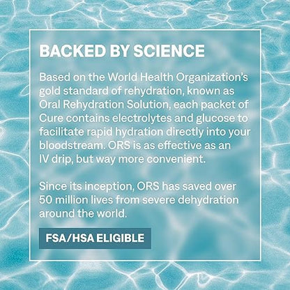 Cure Hydration | Plant-Based Electrolyte Drink Mix | No Added Sugar | FSA-HSA | Dehydration Relief Powder Made with Coconut Water | Non-GMO | Vegan | 8 Packets - Variety Pack