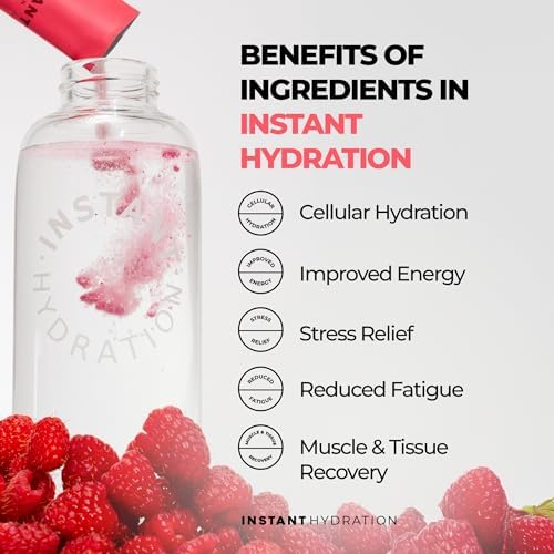Instant Hydration Electrolytes Powder Packets - Raspberry Electrolyte Drink Mix - Zero Sugar - Keto, Vegan, Gluten-Free, Non-GMO - Boost Recovery, Brain Health, Muscle &amp; Tissue Support- 30 Sticks