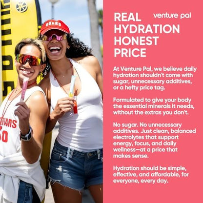 Venture Pal Sugar Free Electrolyte Powder Packets - Liquid Daily IV Hydration Packets | Electrolytes Drink Mix with 5 Vitamins &amp; 7 Electrolytes | Keto Friendly | Non-GMO | Certified Vegan | 16 Sticks