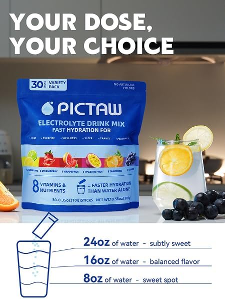 Electrolytes Powder Packets - Hydration Packets, Liquid Daily IV Hydrate Packets for Dehydration Relief and Rehydration Portable, Instant Electrolyte Drink Mix NonGMO 10.58oz 300g (Variety 30 Packets)