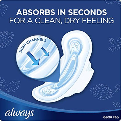 Always Maxi Overnight Pads with Wings for Women, Size 4, Overnight Absorbency, Unscented, 33 Count