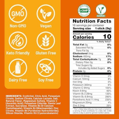 Venture Pal Sugar Free Electrolyte Powder Packets - Liquid Daily IV Hydration Packets | Electrolytes Drink Mix with 5 Vitamins &amp; 7 Electrolytes | Keto Friendly | Non-GMO | Certified Vegan | 16 Sticks