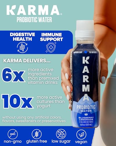 Karma Probiotic Water - 12 Pack, Watermelon Wild Berry Drink - Immune &amp; Gut Health Support