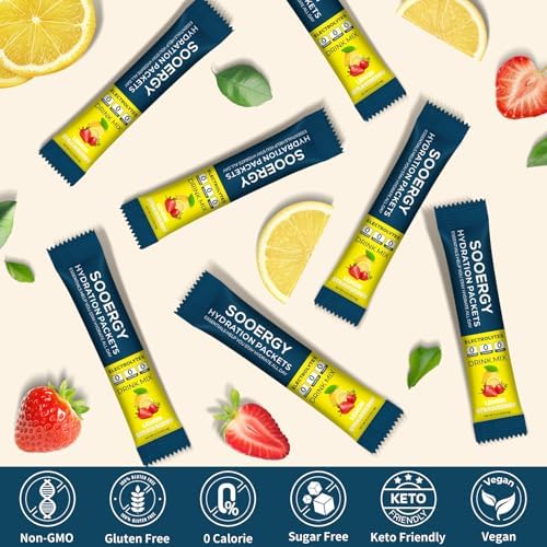 Electrolytes Powder Packets Sugar Free Hydration Packets, 7 Flavors Liquid Daily IV Electrolyte Drink Mixes for Rehydration with Electrolytes, Vitamins, 0 Calorie, 20 Sticks