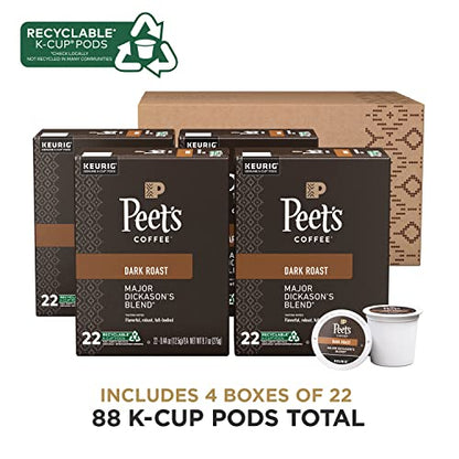 Peet's Coffee, Dark Roast Single Serve Coffee Pods - Major Dickason's Blend 75 Count (1 Box of 75 Pods)