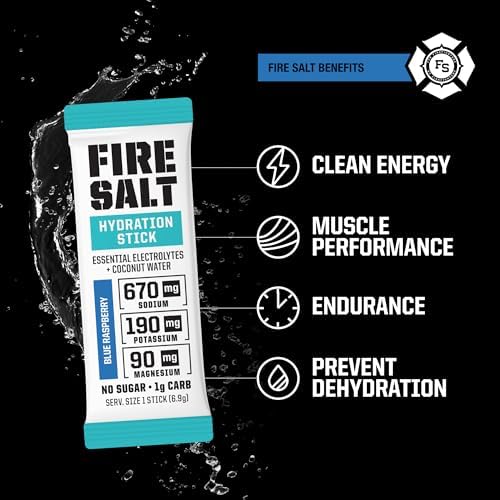 Fire Science Fire Salt Hydration Sticks, Electrolytes &amp; Coconut Water, Hydration Drink Mix with Magnesium, Potassium &amp; Sodium, Zero Sugar, Single Serve On The Go Packs, Variety Pack Flavors, 32 Count