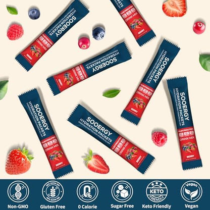 Electrolytes Powder Packets Sugar Free Hydration Packets, 7 Flavors Liquid Daily IV Electrolyte Drink Mixes for Rehydration with Electrolytes, Vitamins, 0 Calorie, 20 Sticks