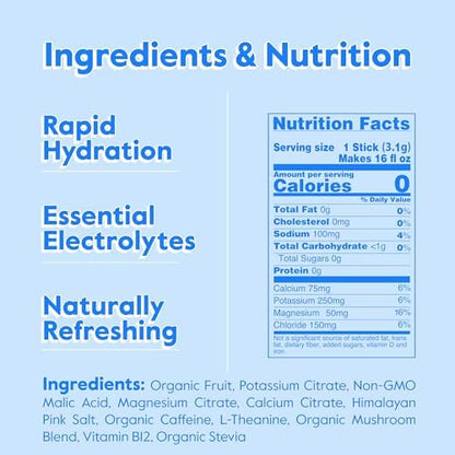 Nectar Energy Booster - Organic Caffeine, B12 &amp; Electrolytes - Sugar Free &amp; Zero Calorie – Healthy Coffee, Energy Drink &amp; Soda Alternative – Hydration &amp; Energy Supplement (Variety 30 Powder Packets)