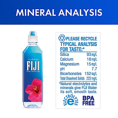 FIJI Natural Artesian Bottled Water 1 Liter / 33.8 Fl Ounce (Pack of 12) - 100% Natural Electrolytes