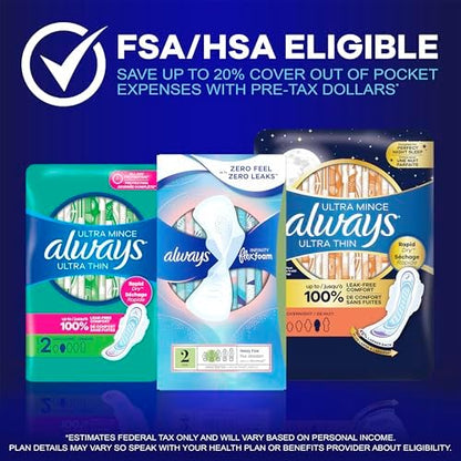 Always Maxi Overnight Pads with Wings for Women, Size 4, Overnight Absorbency, Unscented, 33 Count