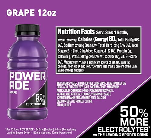 POWERADE Sports Drink Grape, 20 Ounce (Pack of 8)