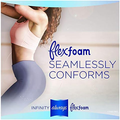 Always Infinity Feminine Pads for Women, Flexfoam Pads with Wings, Size 2, Heavy Absorbency, Unscented, 46 Count