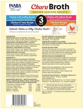 INABA Churu Broth for Cats Senior 10+, Side Dish Pouch, 1.4 Ounces per Pouch, 12 Pouches Total, Chicken &amp; Tuna Recipe