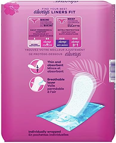 Always Daily Fresh Thin Liners, Regular Absorbency, Unscented Panty Liners, 162 Count