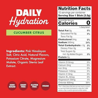 Waterboy Daily Hydration | 1,570mg Electrolyte Powder Packets | No Sugar, All Natural, Gluten Free, Zero Calories | 15 Drink Stick Mixes (Strawberry Lemonade)