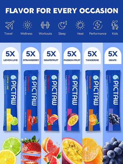 Electrolytes Powder Packets - Hydration Packets, Liquid Daily IV Hydrate Packets for Dehydration Relief and Rehydration Portable, Instant Electrolyte Drink Mix NonGMO 10.58oz 300g (Variety 30 Packets)