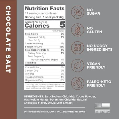 Drink LMNT Zero Sugar Hot Chocolate or Coffee Mixer - Chocolate Caramel Salt | Drink Mix | 30-Count
