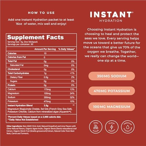 Instant Hydration Electrolytes Powder Packets - Raspberry Electrolyte Drink Mix - Zero Sugar - Keto, Vegan, Gluten-Free, Non-GMO - Boost Recovery, Brain Health, Muscle &amp; Tissue Support- 30 Sticks