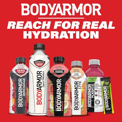 BODYARMOR Sports Drink Sports Beverage, Orange Mango, Coconut Water Hydration, Natural Flavors With Vitamins, Potassium-Packed Electrolytes, Perfect For Athletes, 16 Fl Oz (Pack of 12)