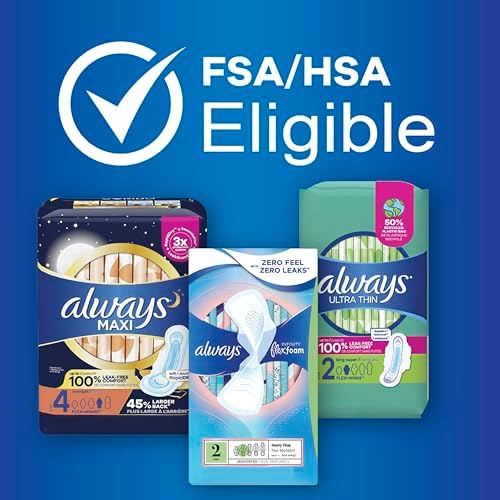 Always Ultra Thin Pads with Wings, Size 2, Long Super, 58 Count