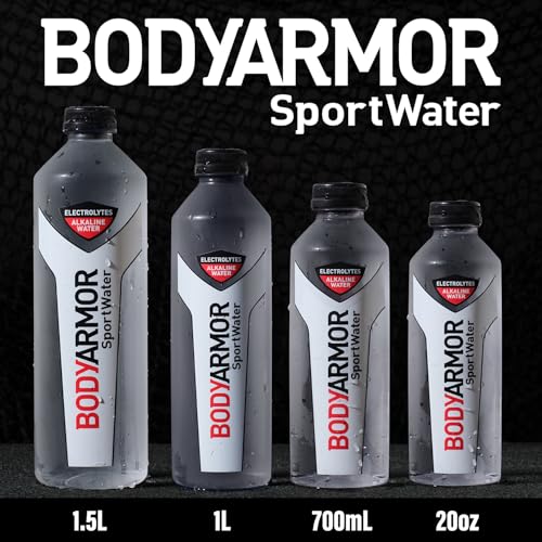 BODYARMOR SportWater Alkaline Water, Superior Hydration, High Alkaline Water pH 9+, Electrolytes, Perfect for your Active Lifestyle, 1 Liter (Pack of 12)
