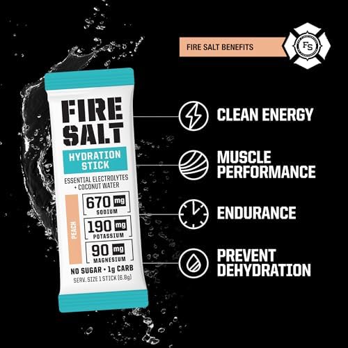 Fire Science Fire Salt Hydration Sticks, Electrolytes &amp; Coconut Water, Hydration Drink Mix with Magnesium, Potassium &amp; Sodium, Zero Sugar, Single Serve On The Go Packs, Variety Pack Flavors, 32 Count