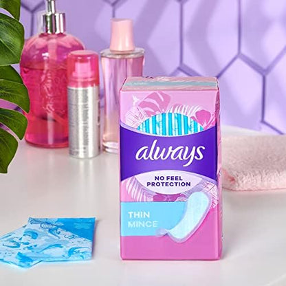 Always Daily Fresh Thin Liners, Regular Absorbency, Unscented Panty Liners, 162 Count