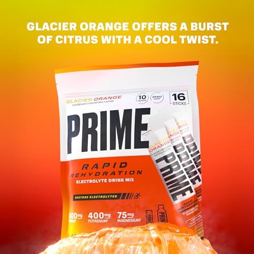 Prime Rapid Rehydration Electrolyte Powder Sticks, Berry Citrus Rush, Sugar Free Hydration Drink Mix with Sodium, Potassium &amp; B Vitamins, Caffeine Free, 16 Count