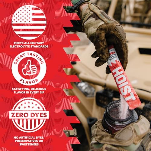 HOIST Electrolyte Drink Mix Powder Sticks – Rapid Rehydration, Military Hydration Formula – Peach Mango (12 Single-Serve Packs)